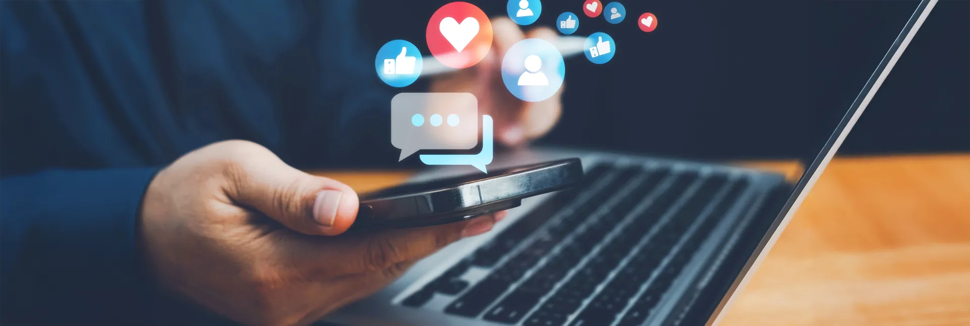 Social media and digital online, man using smart phone.